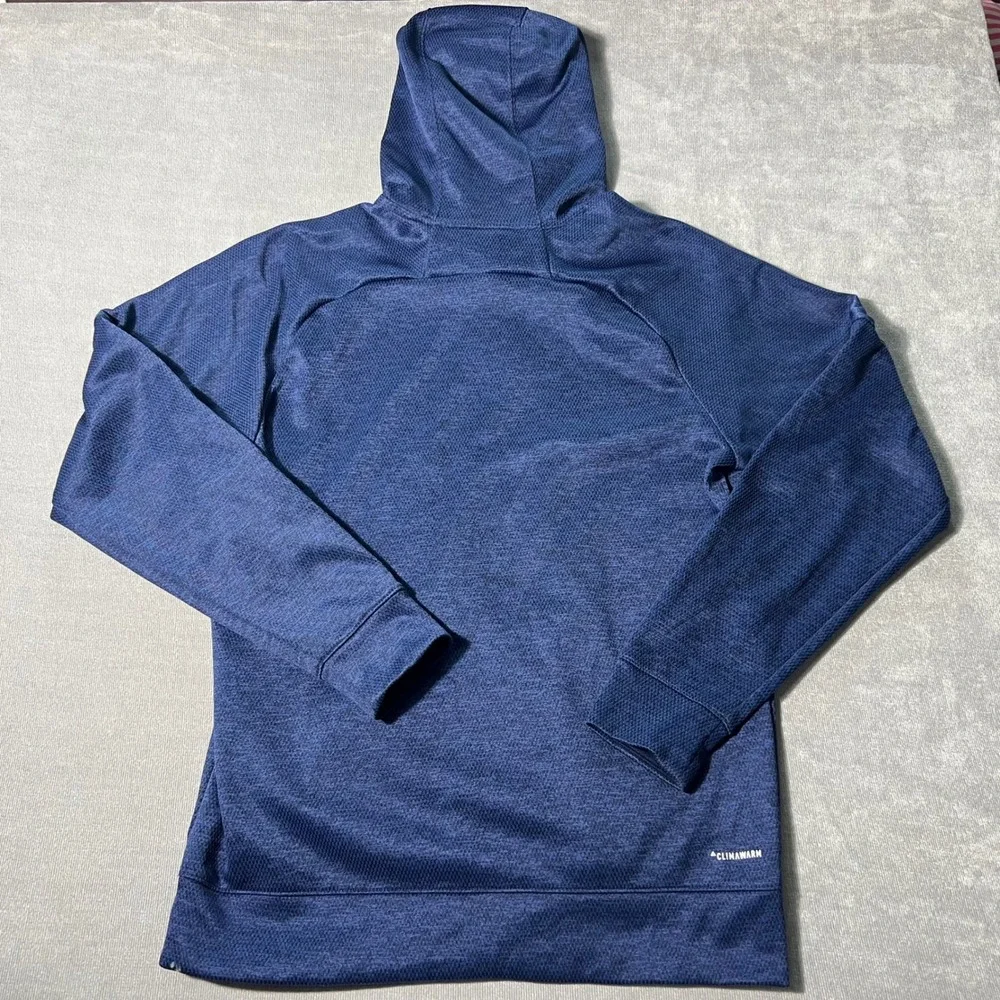 Adidas Mens Climawarm Hoodie Navy Blue Heather Pullover DH9320 Size Medium‎